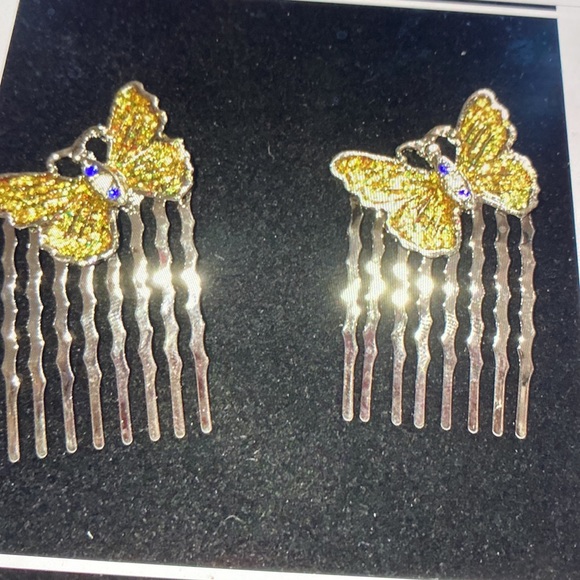 New retro butterfly, hair comb metal, 3 to  a set. 2 small one big - Picture 3 of 5